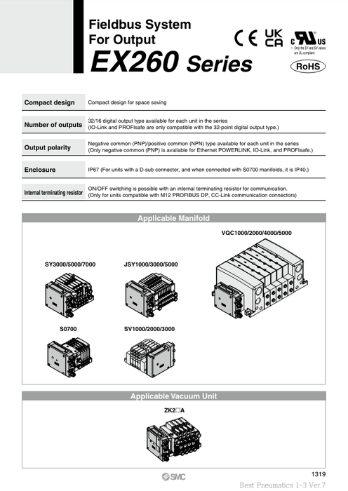 [SMC Pneumatics]Fieldbus System EX260-SPR3