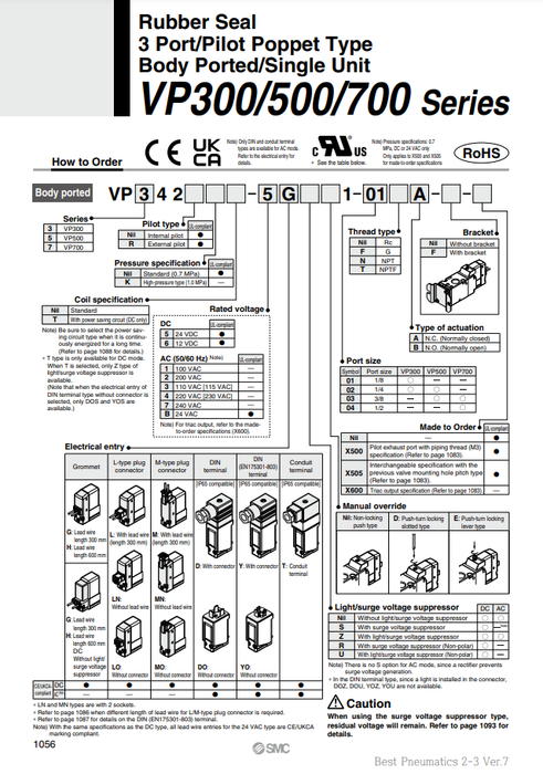 [SMC Pneumatics]Solenoid Valve VP542-5DZ1-03A