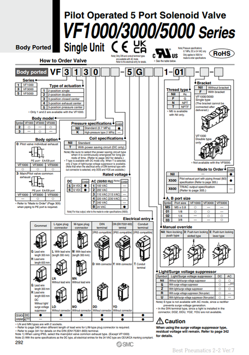 [SMC Pneumatics]Solenoid Valve VF3130-5G1-02