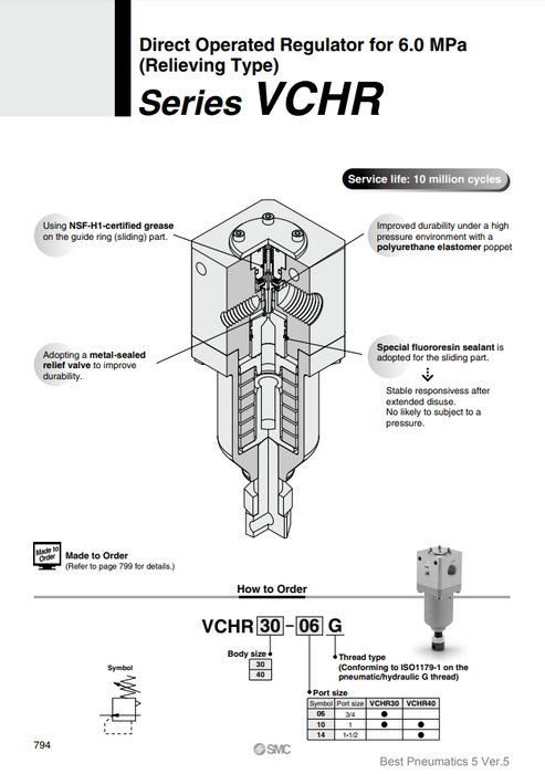 [SMC Pneumatics]Piloted Regulator VCHRA30-06G