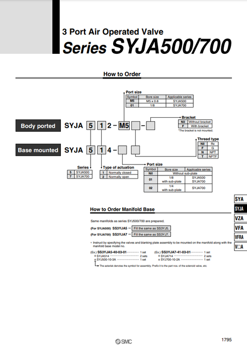 [SMC Pneumatics]Air Operated Valve SYJA724-01