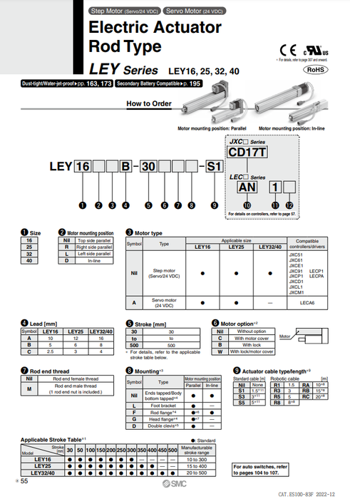 [SMC Pneumatics]Electric Actuator LEY32T7C-150B