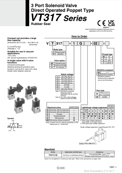 [SMC Pneumatics]Solenoid Valve VO317V-5GS