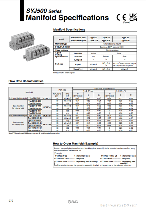 [SMC Pneumatics]Manifold SS3YJ5-41-04-01