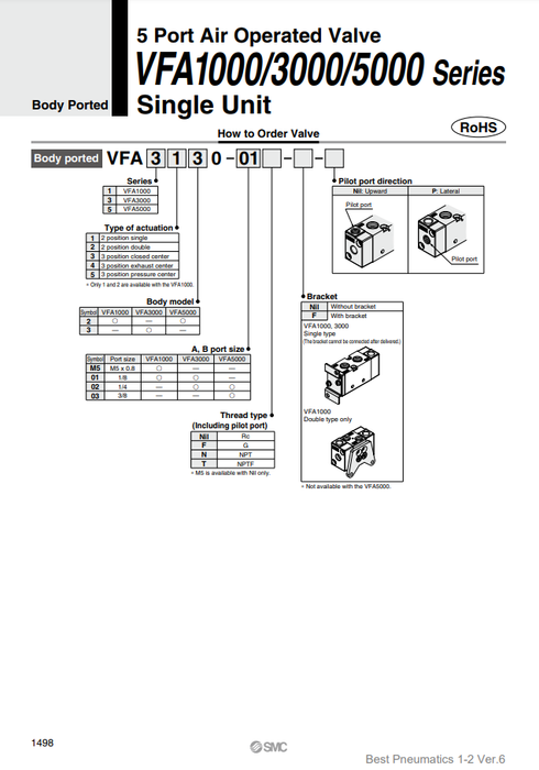 [SMC Pneumatics]Air Operated Valve VFA5120-03