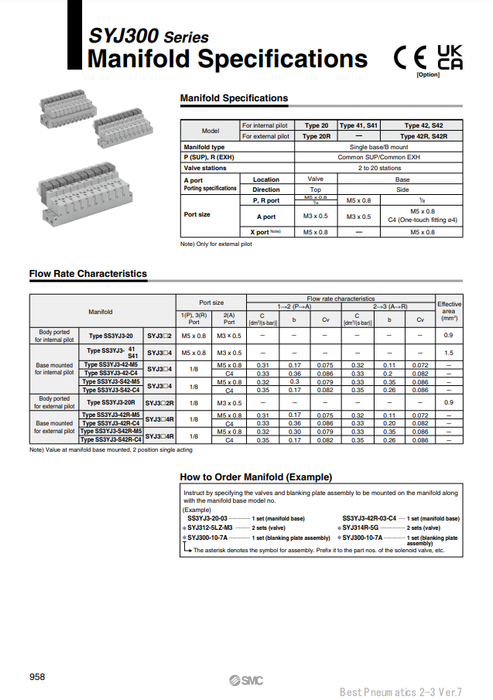 [SMC Pneumatics]Manifold SS3YJ3-42R-04-C4