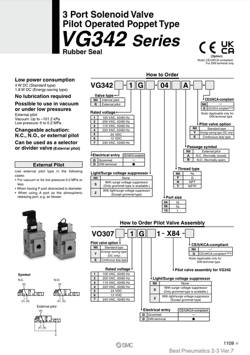 [SMC Pneumatics]Solenoid Valve VG342R-5DZ-10