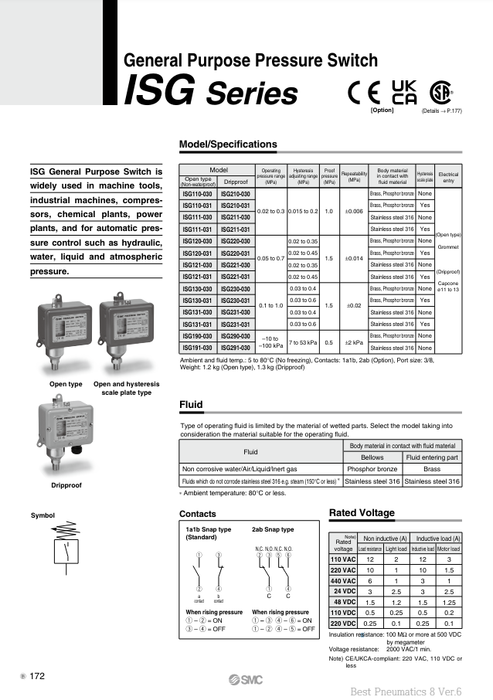 [SMC Pneumatics]General Purpose Pressure Switch ISG130-030