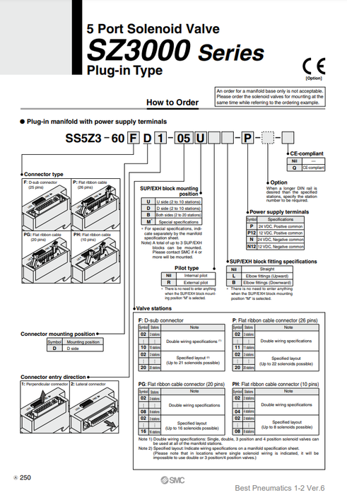 [SMC Pneumatics]Manifold SS5Z3-60PGD1-06D