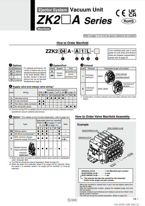 [SMC Pneumatics]Manifold ZZK208A-A2L-D-A