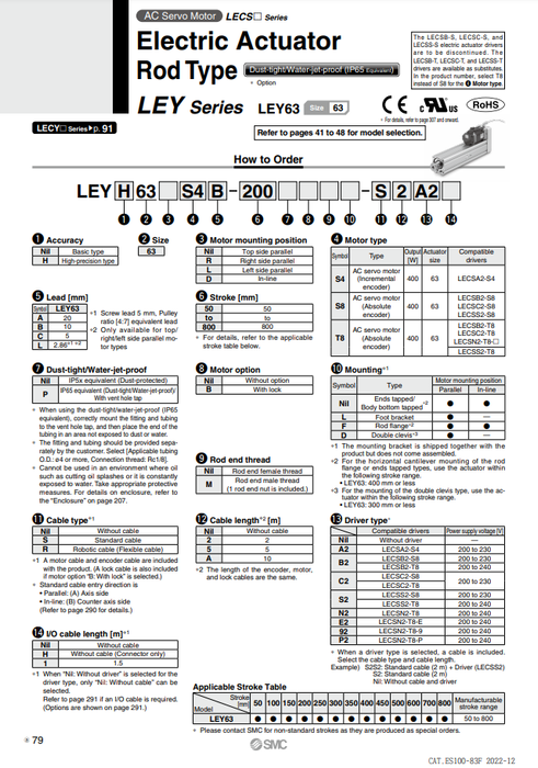 [SMC Pneumatics]Electric Actuator LEY63S4C-600M-S2A21