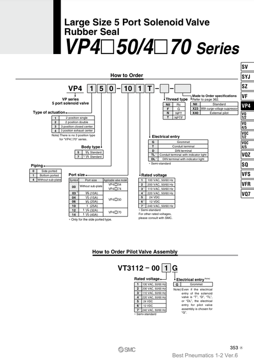 [SMC Pneumatics]Solenoid Valve VP4250-065DL