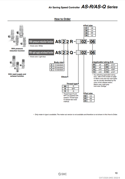 [SMC Pneumatics]Speed Controller AS42R-04-12