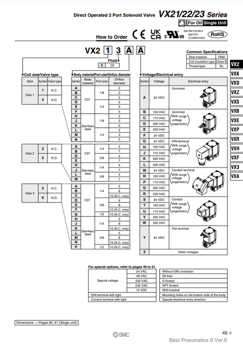 [SMC Pneumatics]Solenoid Valve VX213AGXB