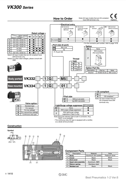 [SMC Pneumatics]Solenoid Valve VK332V-5GS-01