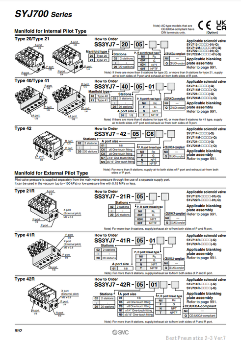 [SMC Pneumatics]Manifold SS3YJ7-42-02-01-Q