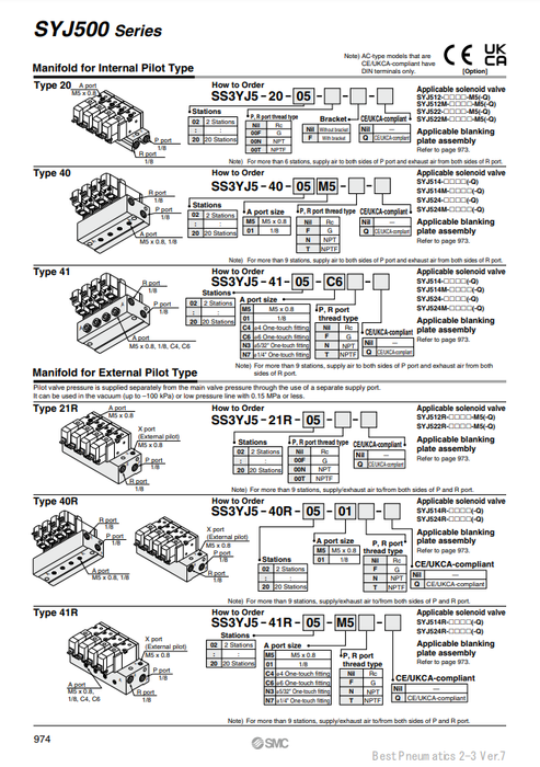 [SMC Pneumatics]Manifold SS3YJ5-41-04-01