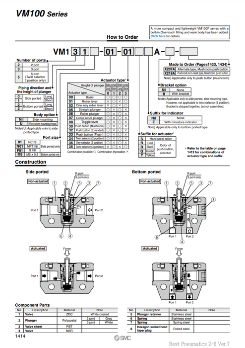 [SMC Pneumatics]Mechanical Valve VM130-01-32GA