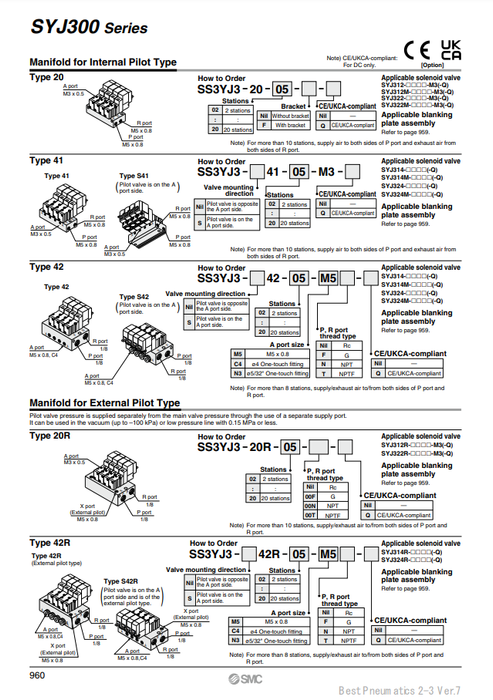 [SMC Pneumatics]Manifold SS3YJ3-42R-04-C4