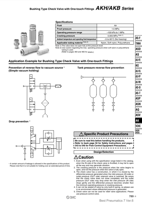 [SMC Pneumatics]Check Valve AKH12-00