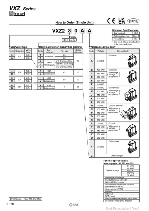 [SMC Pneumatics]Solenoid Valve VXZ230BZ2AXB