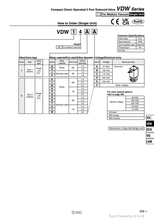 [SMC Pneumatics]Solenoid Valve VDW24PD