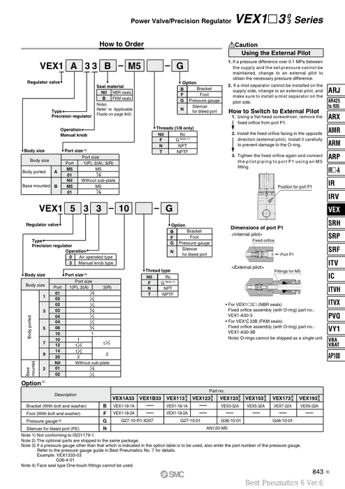 [SMC Pneumatics]Regulator Valve VEX1133-01-G