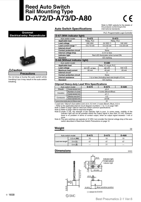 [SMC Pneumatics]Auto Switch D-A73