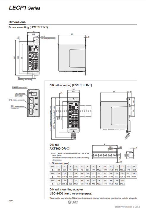 [SMC Pneumatics]DIN Rail AXT100-DR-17