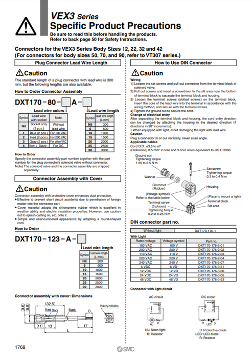 [SMC Pneumatics]Connector Assembly DXT170-80-3A