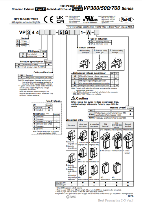 [SMC Pneumatics]Solenoid Valve VP544R-5DZ1-A