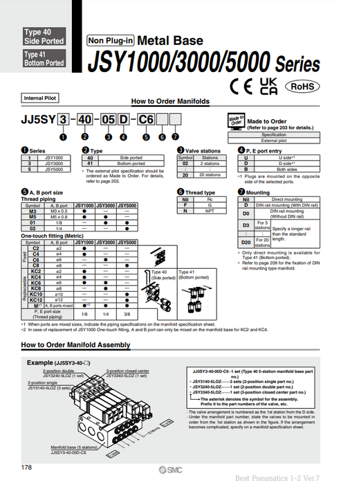 [SMC Pneumatics]Metal Base JJ5SY3-40-04D-KC6D5