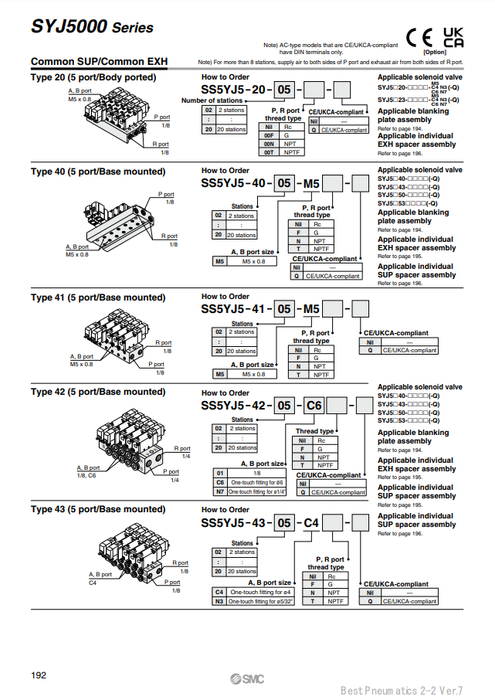 [SMC Pneumatics]Manifold SS5YJ5-43-10-C4