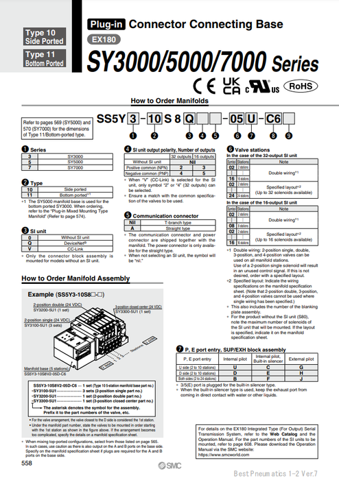 [SMC Pneumatics]Manifold SS5Y5-10S8V2A-08U-C8