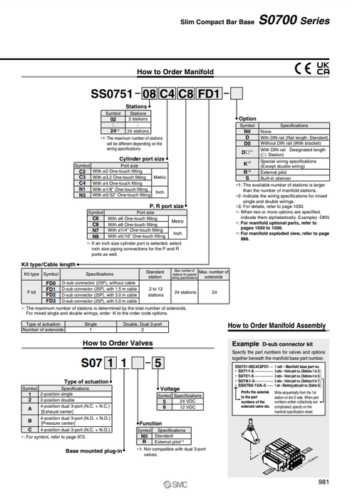 [SMC Pneumatics]Manifold SS0751-09C4C8FD1