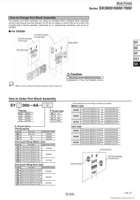 [SMC Pneumatics]Port Block SY7000-6A-C10