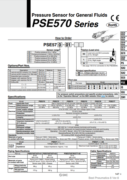 [SMC Pneumatics]Pressure Sensor PSE570-02
