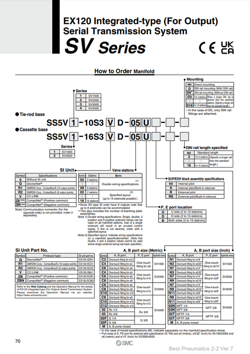 [SMC Pneumatics]Manifold SS5V2-10S3ZBND-16B-C6