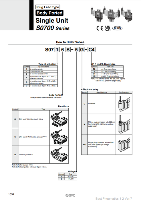 [SMC Pneumatics]Solenoid Valve S0716S-5M-C4