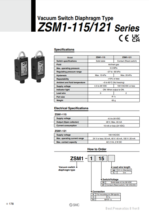 [SMC Pneumatics]Vacuum Pressure Switch ZSM1-015L
