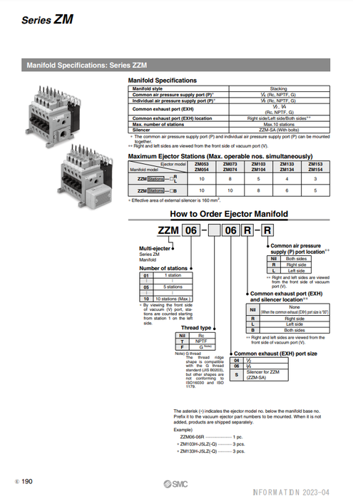 [SMC Pneumatics]Manifold ZZM08-06B