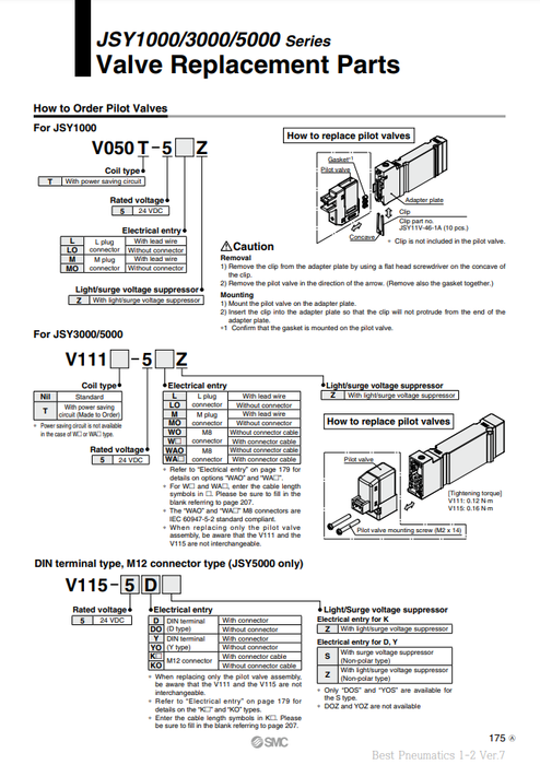 [SMC Pneumatics]Pilot Valve Assembly V115-5DZ