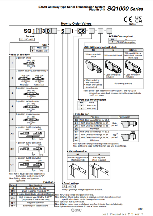 [SMC Pneumatics]Solenoid Valve SQ1230D-51-C4