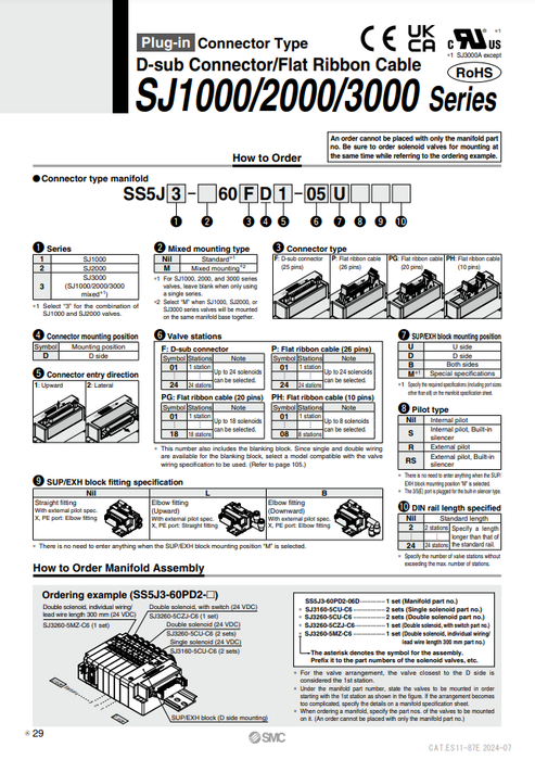 [SMC Pneumatics]Manifold SS5J3-60FD1-02B6