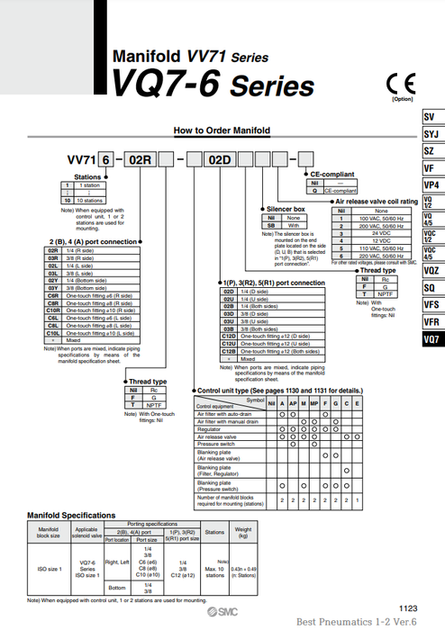 [SMC Pneumatics]Manifold VV719-03R-03B