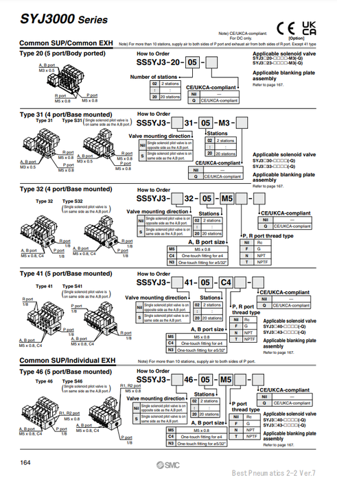 [SMC Pneumatics]Manifold SS5YJ3-32-08-C4