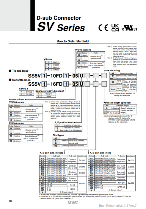 [SMC Pneumatics]Manifold SS5V1-10FD1-08DS-C6