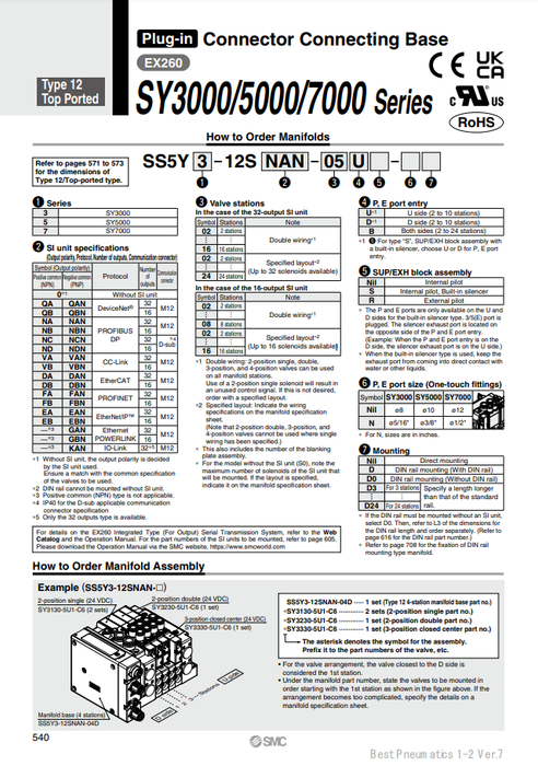 [SMC Pneumatics]Manifold SS5Y5-12SVBN-05D