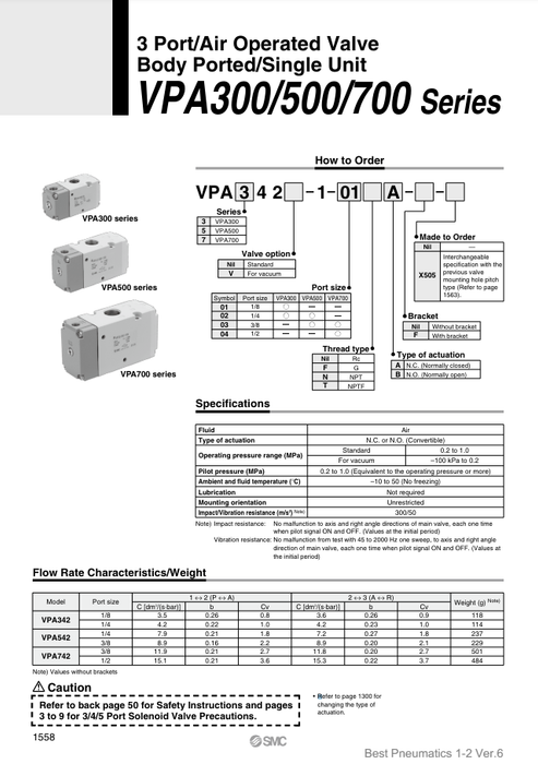 [SMC Pneumatics]Air Operated Valve VPA742-1-04A