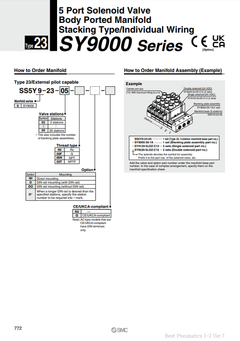 [SMC Pneumatics]Manifold SS5Y9-23-02-Q